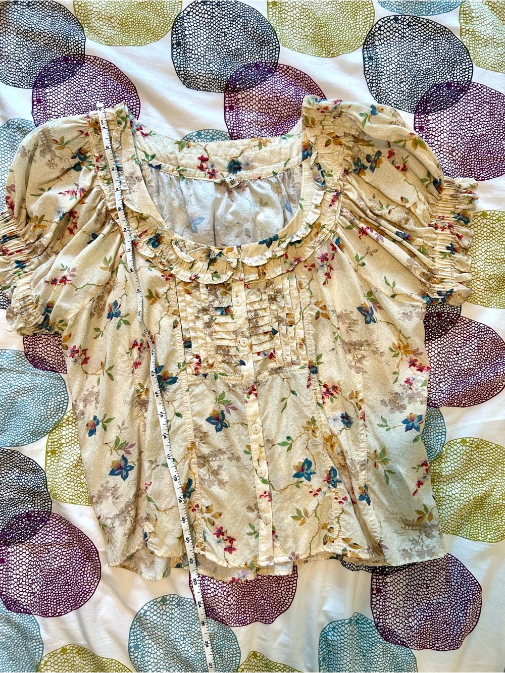 Pilcro Cream Floral Ruffle Blouse - Picture 8 of 9